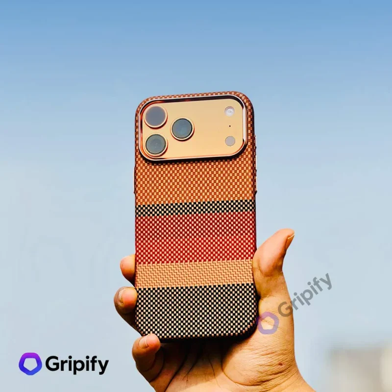 Carbon Fiber Texture MagSafe Case - Sunset Copper - Image 2