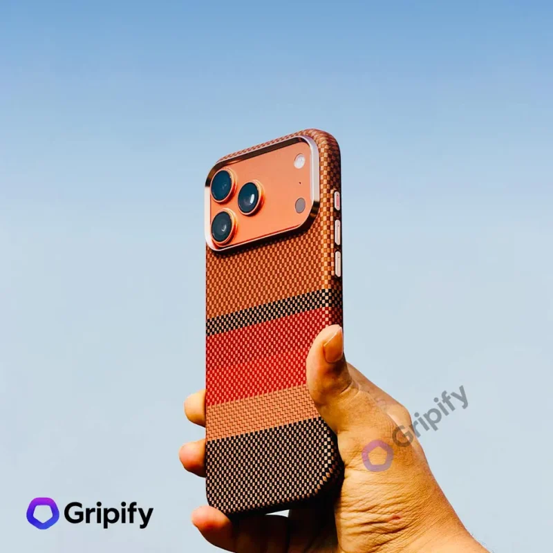 Carbon Fiber Texture MagSafe Case - Sunset Copper