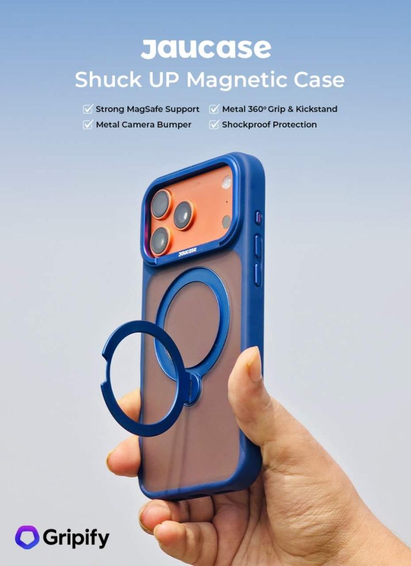 Jaucase Shuck UP Magnetic Case with 360° Metal Grip & Kickstand