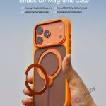Jaucase Shuck UP Magnetic Case with 360° Metal Grip & Kickstand (Orange)