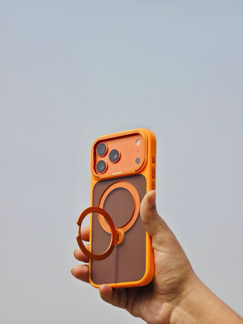 Jaucase Shuck UP Magnetic Case with 360° Metal Grip & Kickstand (Orange) - Image 3