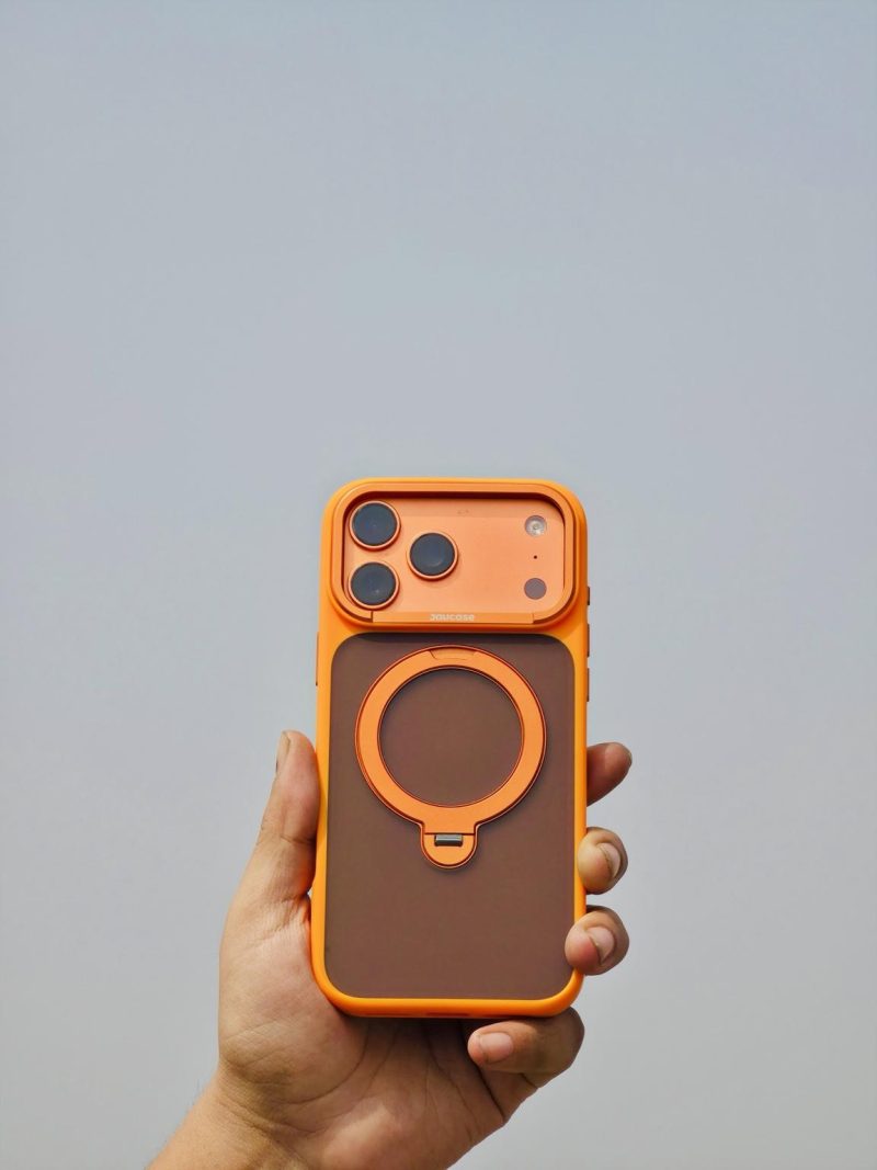 Jaucase Shuck UP Magnetic Case with 360° Metal Grip & Kickstand (Orange) - Image 2